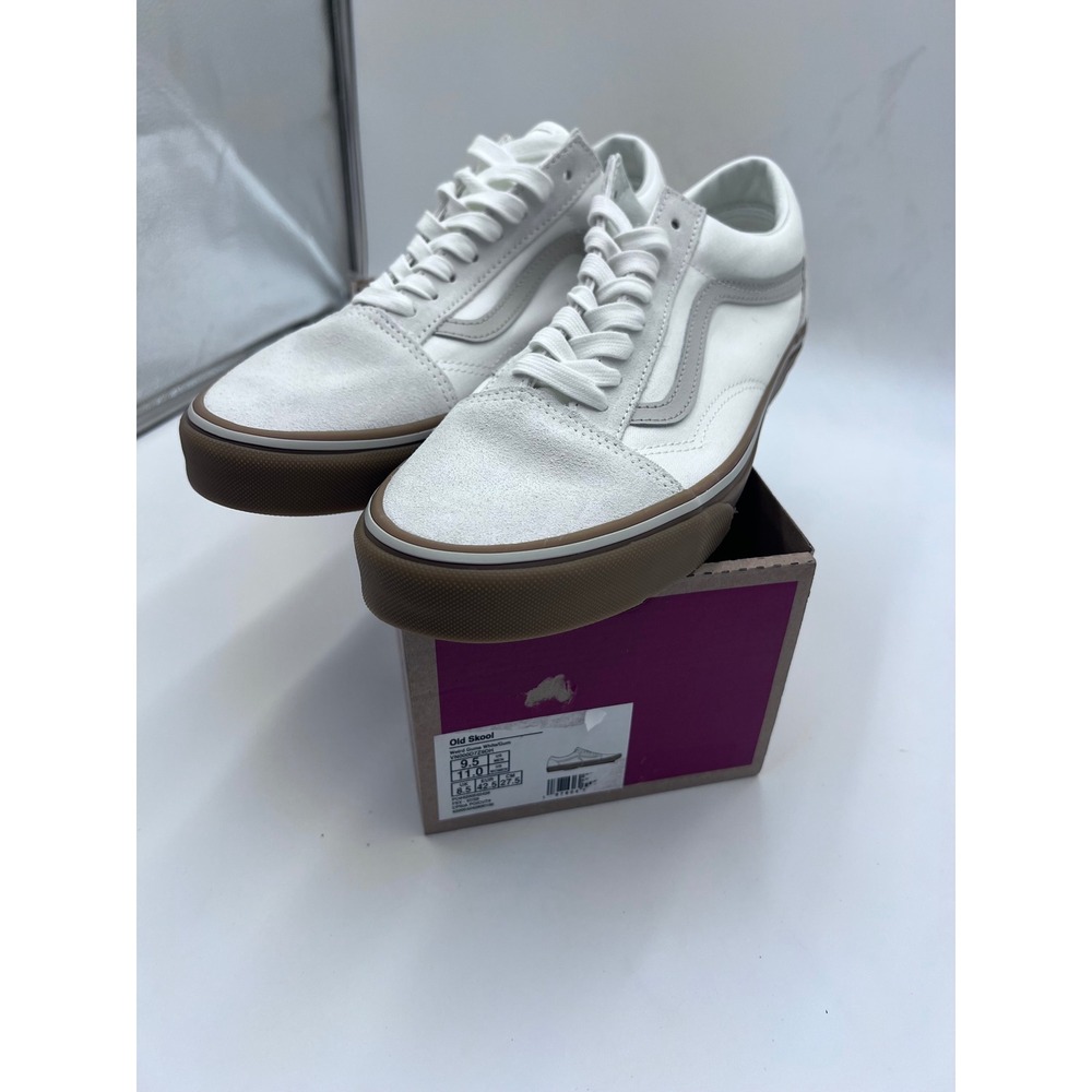 Vans Old Skool White Gum Canvas Suede Skate Shoes Mens 9.5 VN000D7Z9DH New